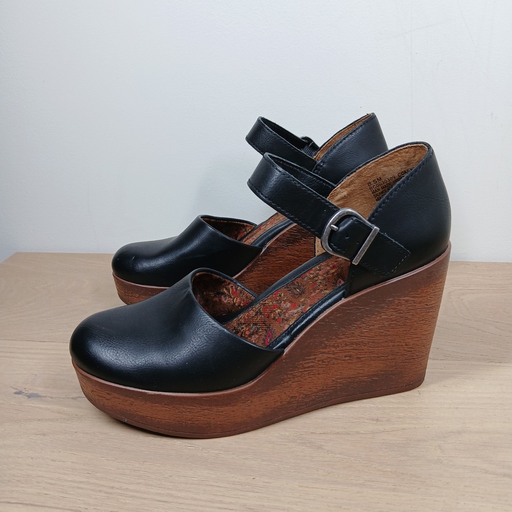B.O.C. Born Concept Mary Jane Wedge Platform Women's 8.5M Black Shoes